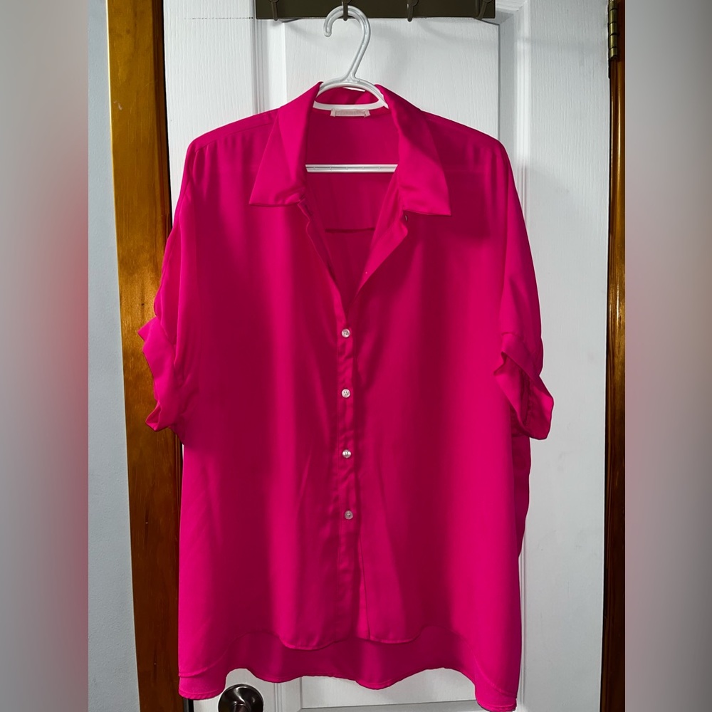 Vibrant Fuchsia Button-Down Shirt for Women